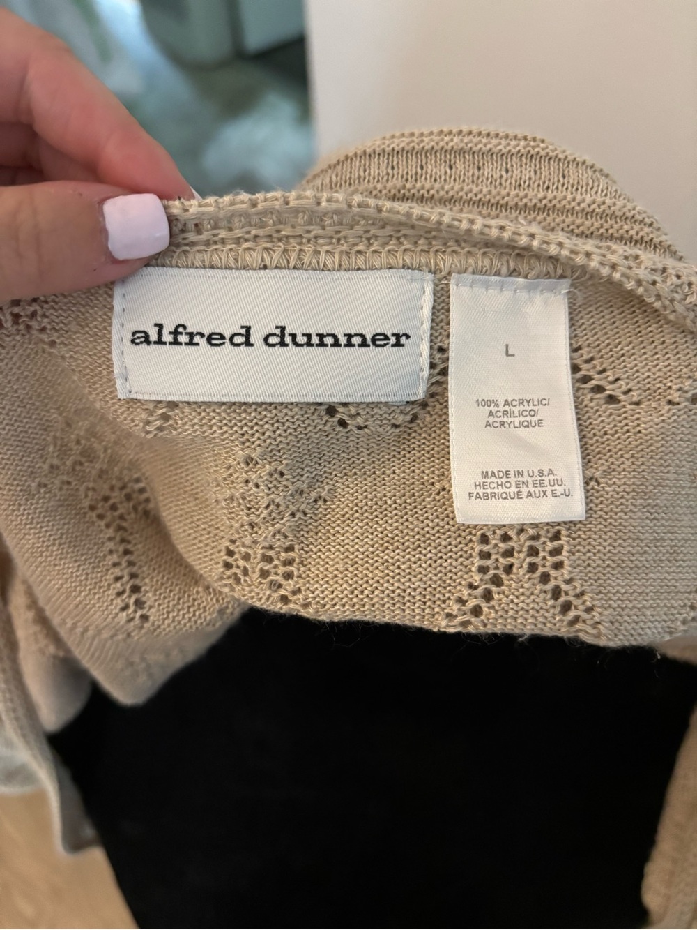 Quiet Luxury Coastal New England Alfred Dunner Open-Front Knit Cardigan Large - Picture 3 of 4